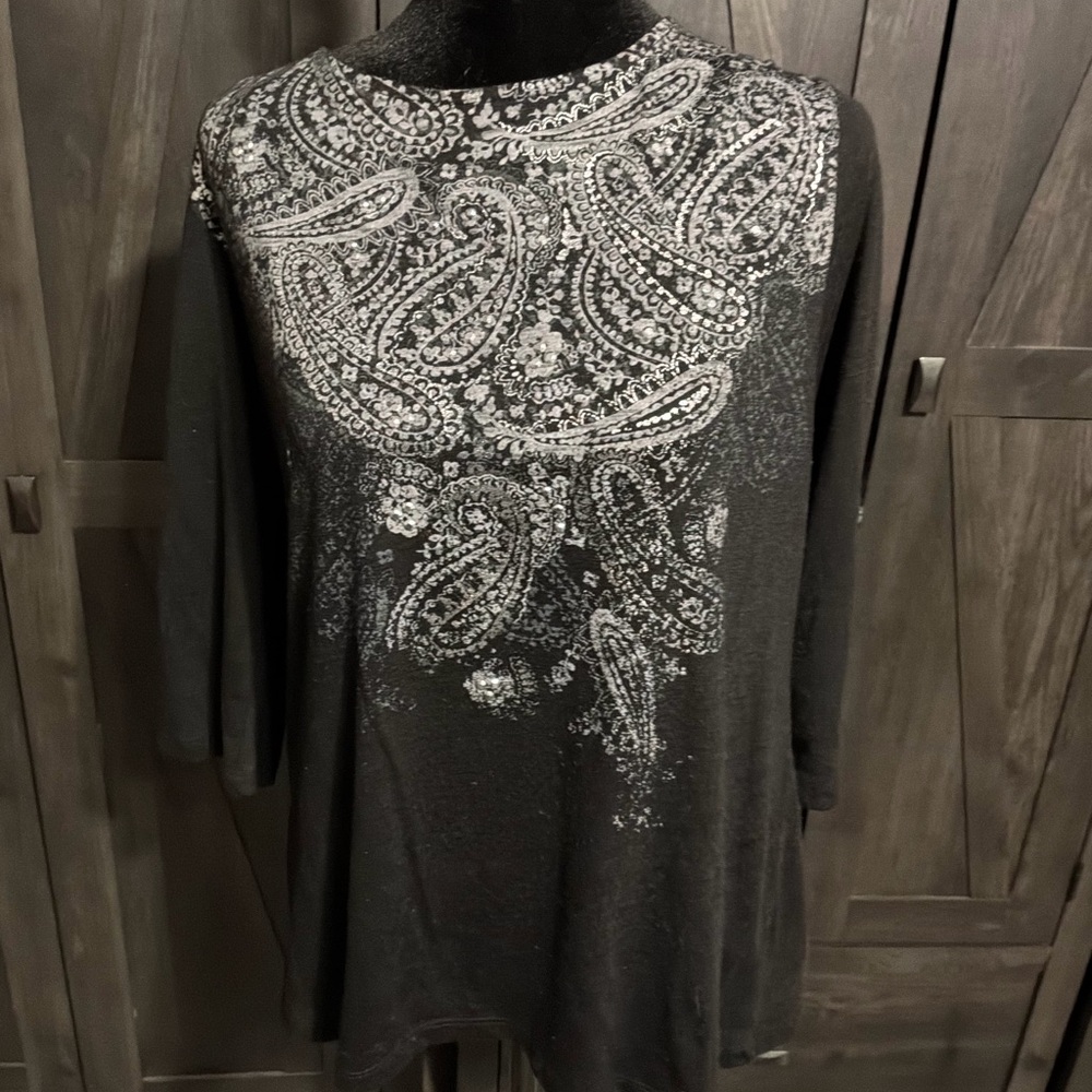 White Stag Black and White Paisley Tunic